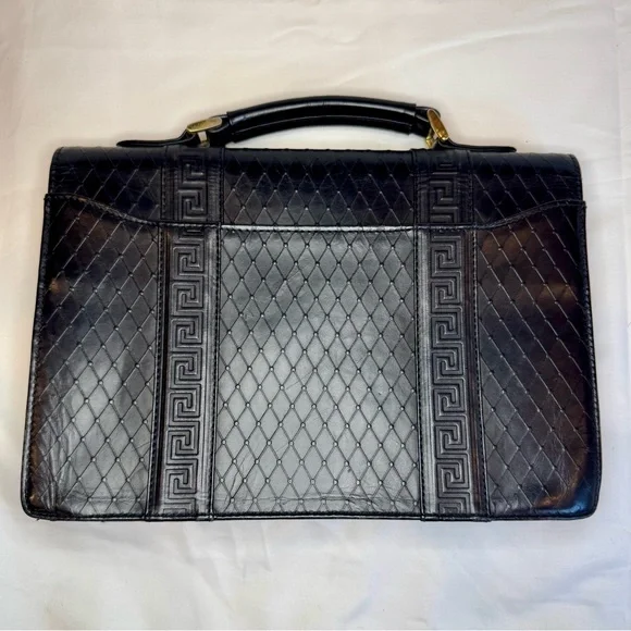 2 FER - Vintage Gianni Versace Brief Case Style Handbag & Matching Wallet - Picture 3 of 15